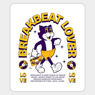 BREAKBEAT  - Lover Cat retro mascot (purple/gold) Magnet